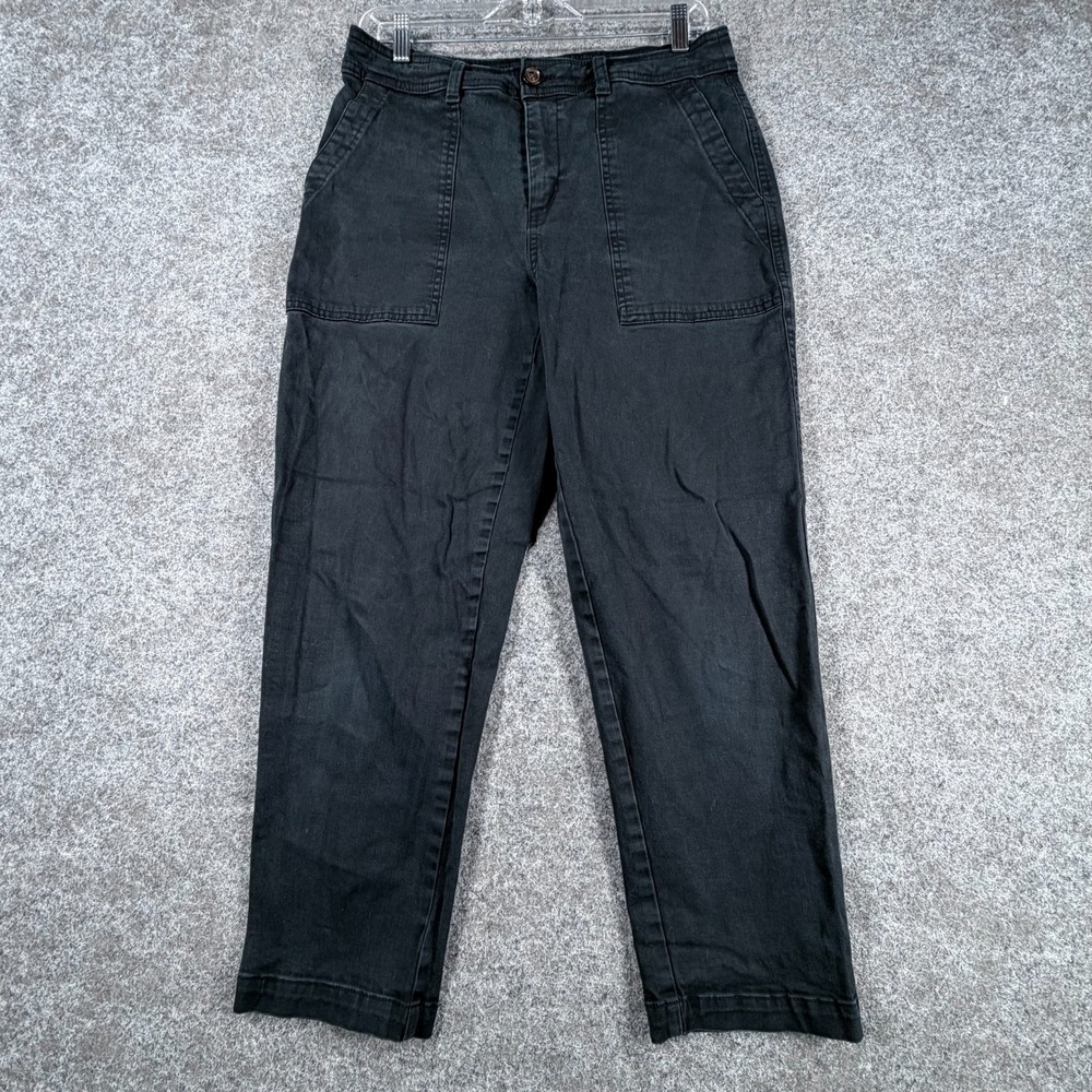 A New Day Chino Pants Womens 10 Black Cotton Stretch Elastizado Preppy Mid Rise